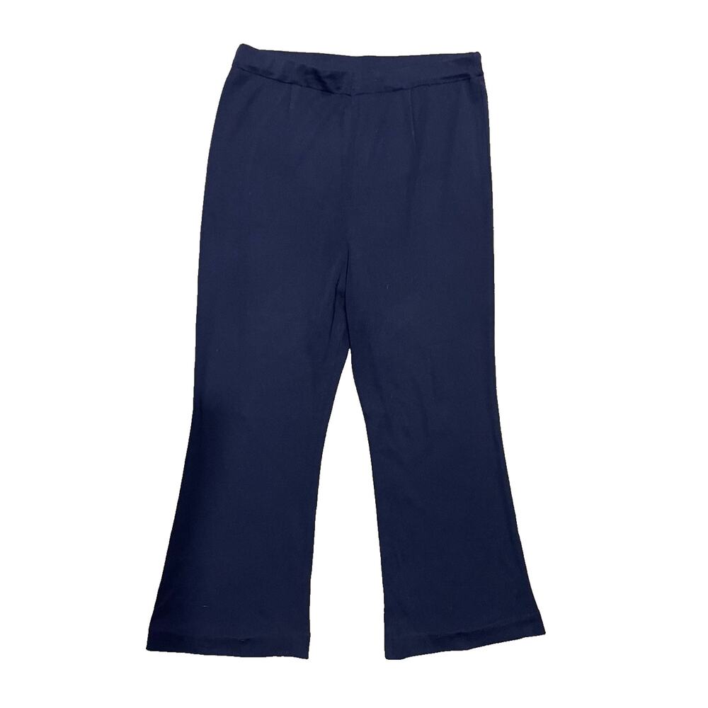 Exclusively Misook Womens Size L Navy Blue Acrylic Knit Pull On Flare Leg Pants